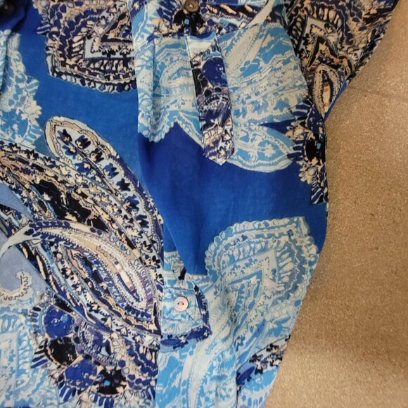 CHICO'S Enchanted Paisley Betty Long Sheer Shirt Size 0 - Picture 8 of 15